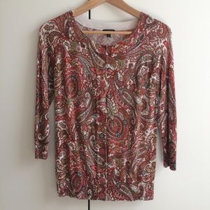 Talbots Paisley Cardigan Sweater S